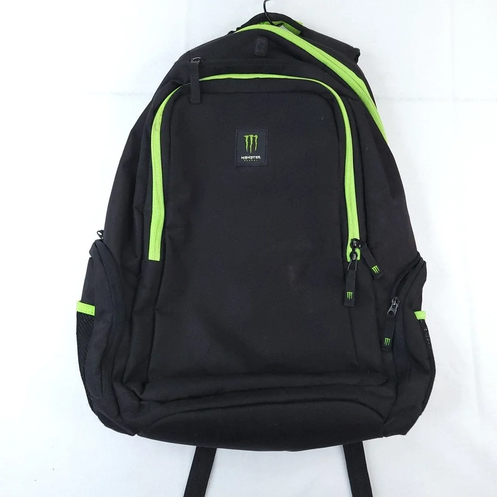 Official Monster Energy Black Promo Padded Backpack with Zippers Pockets Laptop